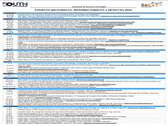 EVENTOS NACIONALES, INTERNACIONALES y REVISTAS 2020