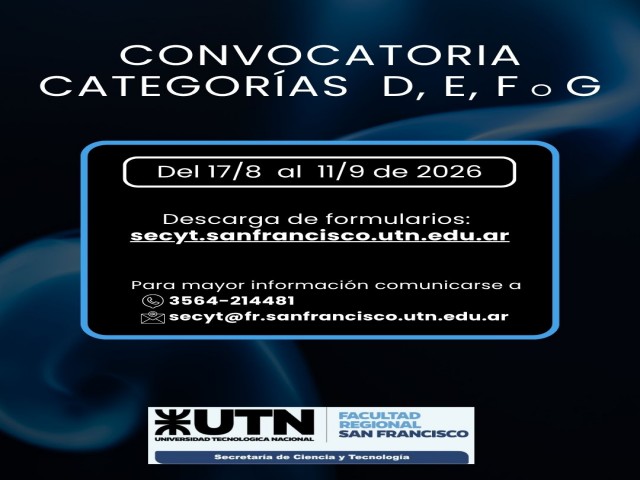 Convocatoria Categor&iacute;as D, E, F, G